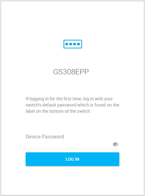 GS308EPP 접속 화면으로 아이디 없이 비밀번호만 있다.